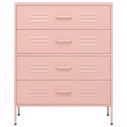 vidaXL Chest of Drawers Pink Steel Living Room Sideboard Side Storage Cabinet