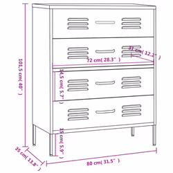 vidaXL Chest of Drawers Pink Steel Living Room Sideboard Side Storage Cabinet - Additional view 9