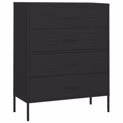 vidaXL Chest of Drawers Black Steel Living Room Sideboard Side Storage Cabinet
