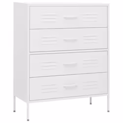 vidaXL Chest of Drawers White Steel Living Room Sideboard Side Storage Cabinet