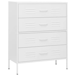 vidaXL Chest of Drawers White Steel Living Room Sideboard Side Storage Cabinet