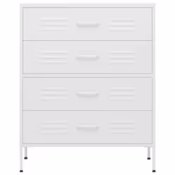 vidaXL Chest of Drawers White Steel Living Room Sideboard Side Storage Cabinet