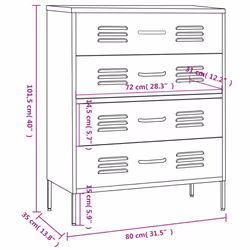 vidaXL Chest of Drawers White Steel Living Room Sideboard Side Storage Cabinet