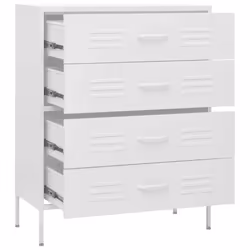 vidaXL Chest of Drawers White Steel Living Room Sideboard Side Storage Cabinet - Additional view 5