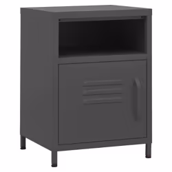 vidaXL 1/2x Nightstand Steel Bedside Bed Side Storage Cabinet Multi Colours - anthracite, 1