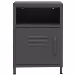 vidaXL 1/2x Nightstand Steel Bedside Bed Side Storage Cabinet Multi Colours - anthracite, 1