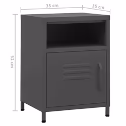 vidaXL 1/2x Nightstand Steel Bedside Bed Side Storage Cabinet Multi Colours - anthracite, 1