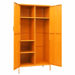 vidaXL Wardrobe Mustard Yellow Steel Bedroom Hanger Clothing Storage Cabinet - Additional view 6
