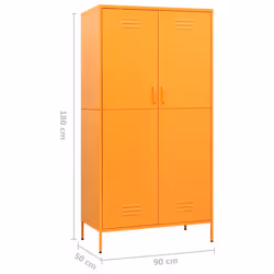 vidaXL Wardrobe Mustard Yellow Steel Bedroom Hanger Clothing Storage Cabinet - Additional view 9