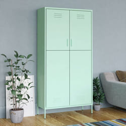 vidaXL Wardrobe Mint Steel Bedroom Hanger Organiser Clothing Storage Cabinet