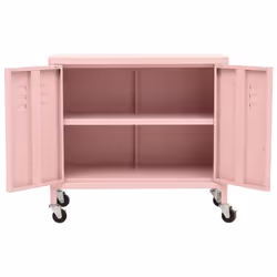 vidaXL Storage Cabinet Pink Steel Home Sideboard Cupboard Display Cabinet - Additional view 5