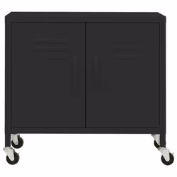 vidaXL Storage Cabinet Black Steel Home Sideboard Cupboard Display Cabinet