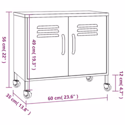 vidaXL Storage Cabinet Black Steel Home Sideboard Cupboard Display Cabinet