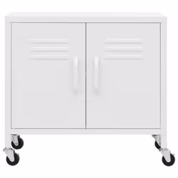 vidaXL Storage Cabinet White Steel Home Sideboard Cupboard Display Cabinet