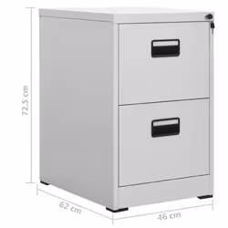 vidaXL Filing Cabinet Light Grey Steel Office Storage File Document Cabinet - Additional view 9