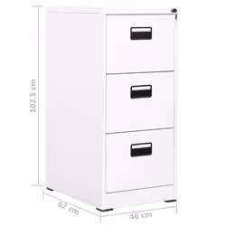 vidaXL Filing Cabinet White Steel Office Storage File Drawer Document Cabinet - Additional view 4