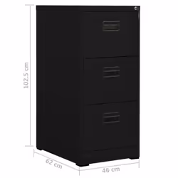 vidaXL Filing Cabinet Black Steel Office Storage File Drawer Document Cabinet