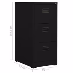 vidaXL Filing Cabinet Black Steel Office Storage File Drawer Document Cabinet - Additional view 5