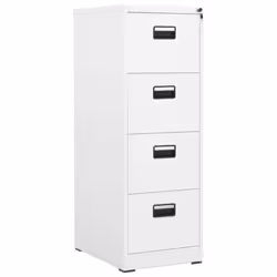 vidaXL Filing Cabinet White Steel Home Office Storage Document File Cabinet