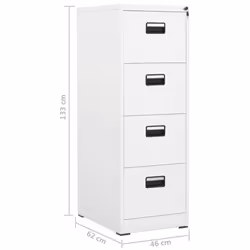 vidaXL Filing Cabinet White Steel Home Office Storage Document File Cabinet - Additional view 9