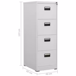 vidaXL Filing Cabinet Light Grey Steel Office Storage Document File Cabinet - Additional view 9