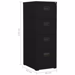 vidaXL Filing Cabinet Black Steel Office Storage File Drawer Document Cabinet - Additional view 10