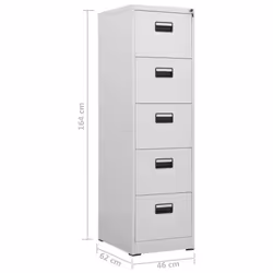 vidaXL Filing Cabinet Light Grey Steel Office Storage Document File Cabinet
