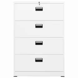 vidaXL Filing Cabinet White Steel Home Office Storage Document File Cabinet