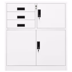 vidaXL Office Cabinet White Steel Furniture Filing File Storage Cabinet Locker