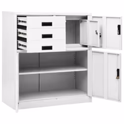 vidaXL Office Cabinet White Steel Furniture Filing File Storage Cabinet Locker - Additional view 6