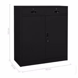 vidaXL Office Cabinet Black Steel Home Furniture Filing File Storage Cabinet - Additional view 9