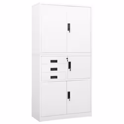 vidaXL Office Cabinet White Steel Home Furniture Filing File Storage Cabinet
