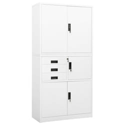 vidaXL Office Cabinet White Steel Home Furniture Filing File Storage Cabinet
