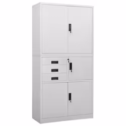 vidaXL Office Cabinet Light Grey Steel Furniture Filing File Storage Cabinet