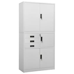 vidaXL Office Cabinet Light Grey Steel Furniture Filing File Storage Cabinet