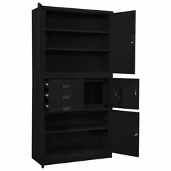 vidaXL Office Cabinet Black Steel Home Furniture Filing File Storage Cabinet - Additional view 6