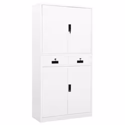 vidaXL Office Cabinet White Steel Furniture Filing File Storage Cabinet Locker