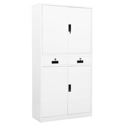 vidaXL Office Cabinet White Steel Furniture Filing File Storage Cabinet Locker