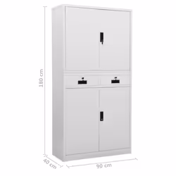 vidaXL Office Cabinet Light Grey Steel Furniture Filing File Storage Cabinet - Additional view 9