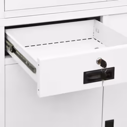 vidaXL Office Cabinet White Steel and Tempered Glass Filing Storage Cabinet - Additional view 2