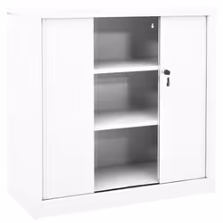 vidaXL Sliding Door Cabinet White Steel Sideboard Cupboard Display Cabinet - Additional view 6