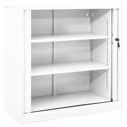 vidaXL Sliding Door Cabinet White Steel Sideboard Cupboard Display Cabinet - Additional view 7