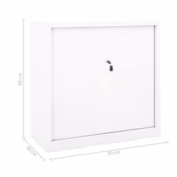 vidaXL Sliding Door Cabinet White Steel Sideboard Cupboard Display Cabinet - Additional view 8