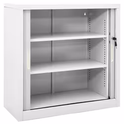 vidaXL Sliding Door Cabinet Grey Steel Sideboard Cupboard Display Cabinet - Additional view 7