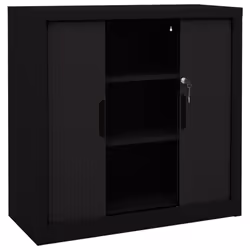 vidaXL Sliding Door Cabinet Black Steel Sideboard Display Cabinet Furniture - Additional view 4