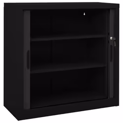 vidaXL Sliding Door Cabinet Black Steel Sideboard Display Cabinet Furniture - Additional view 5