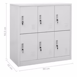 vidaXL Locker Cabinet Light Grey Steel Wardrobe School Office Locker Cabinet - Additional view 7