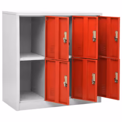 vidaXL Locker Cabinet Light Grey and Red Steel Wardrobe School Locker Cabinet - Additional view 5