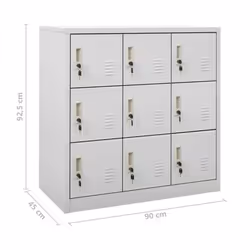 vidaXL Locker Cabinet Light Grey Steel Wardrobe School Office Locker Cabinet - Additional view 7