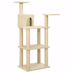 vidaXL Cat Tree with Sisal Scratching Posts Cream Cat Furniture Play Tower